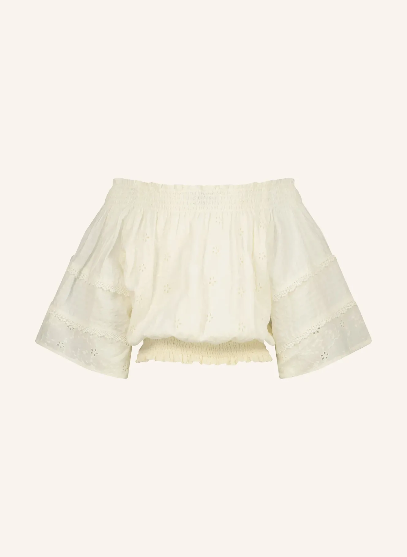 Off-Shoulder-Bluse LILIANNE mit Lochspitze und Rüschen