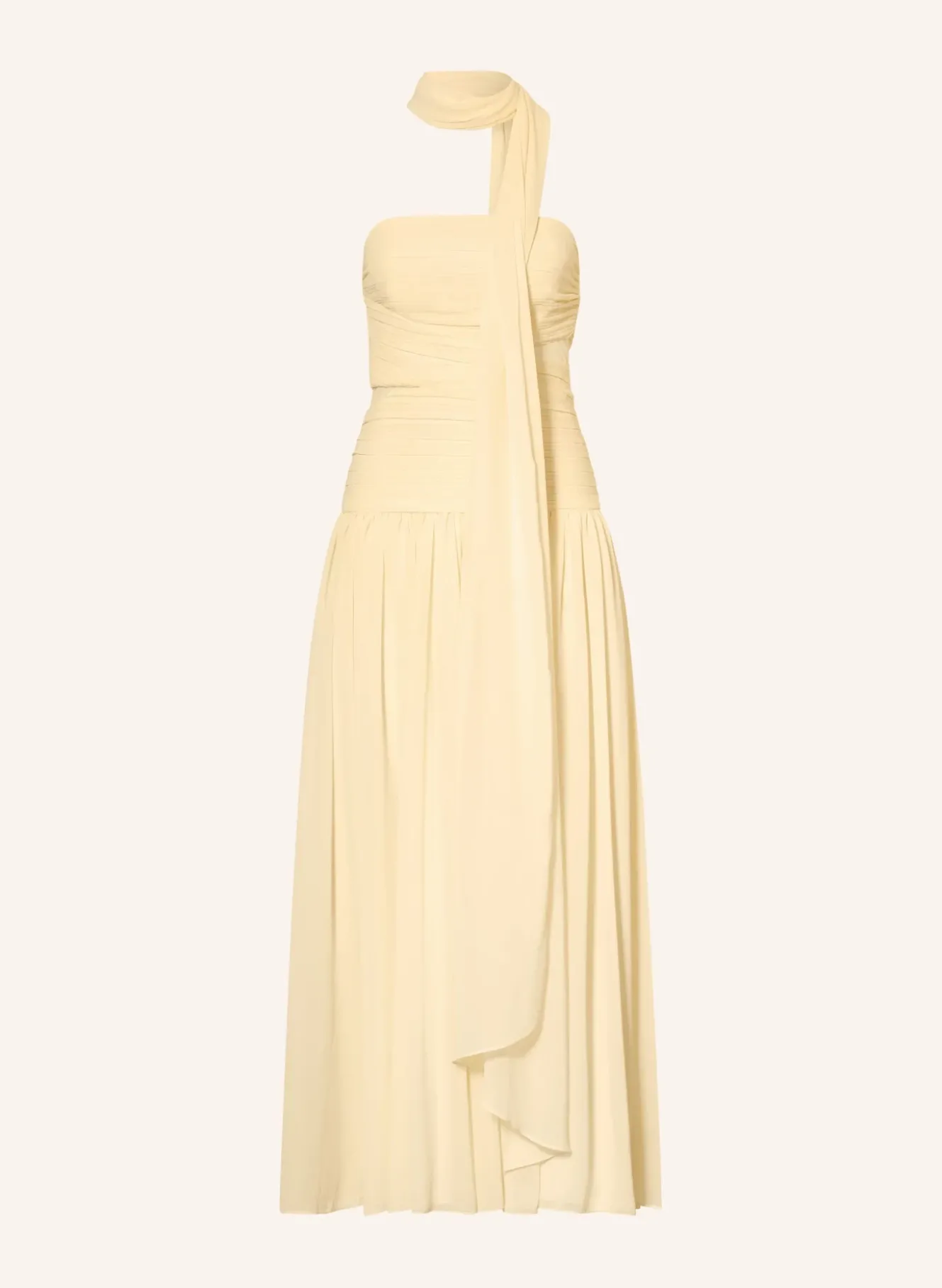 Off-Shoulder-Kleid mit abnehmbarem Schal und Plissees