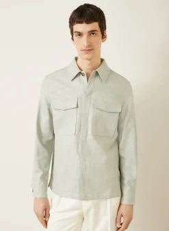Overjacket aus Leinen in Jeansoptik