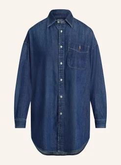 Oversized-Hemdbluse in Jeansoptik