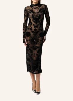 PHILIPP PLEIN Open Back Maxi Dress Flock Butterfly Tattoo