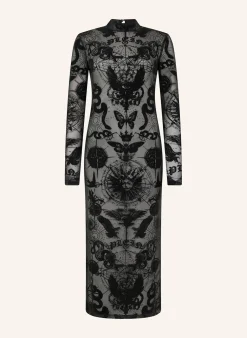 PHILIPP PLEIN Open Back Maxi Dress Flock Butterfly Tattoo