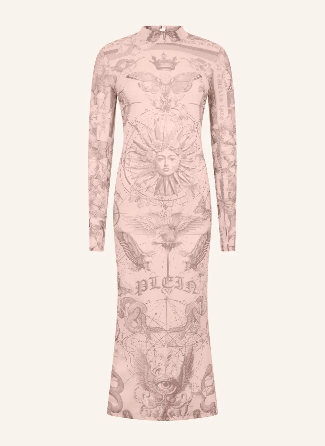 PHILIPP PLEIN Tulle Maxi Dress Open Back Butterfly Tattoo