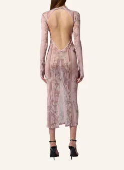 PHILIPP PLEIN Tulle Maxi Dress Open Back Butterfly Tattoo