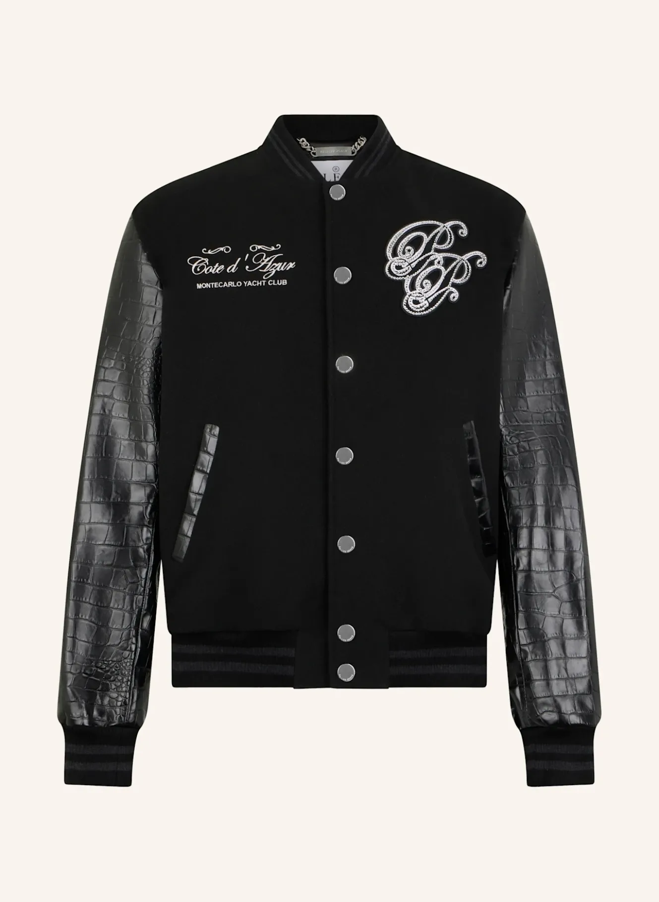 PHILIPP PLEIN Varsity Bomber Jacket Teddy Racer