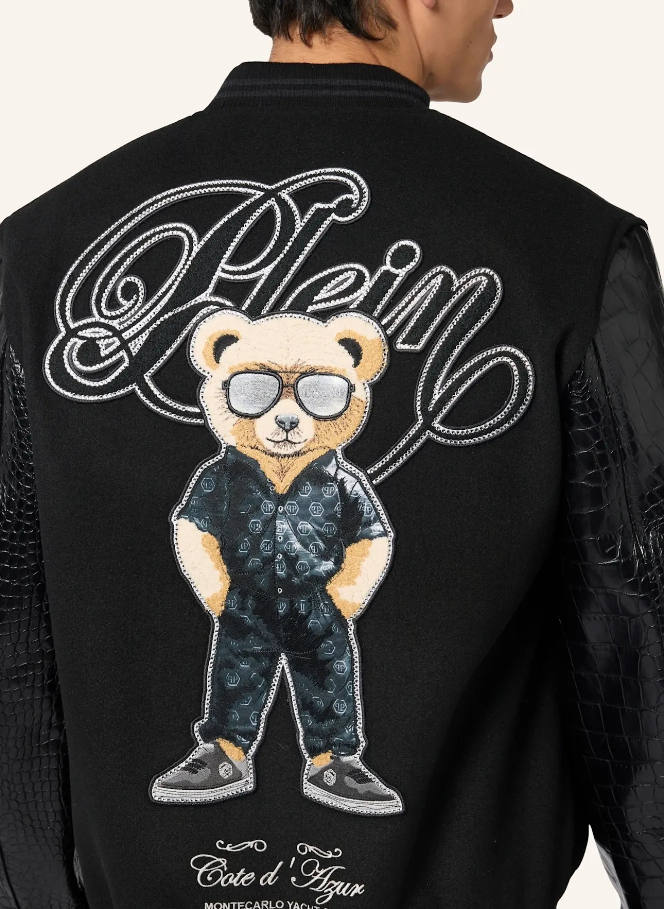 PHILIPP PLEIN Varsity Bomber Jacket Teddy Racer
