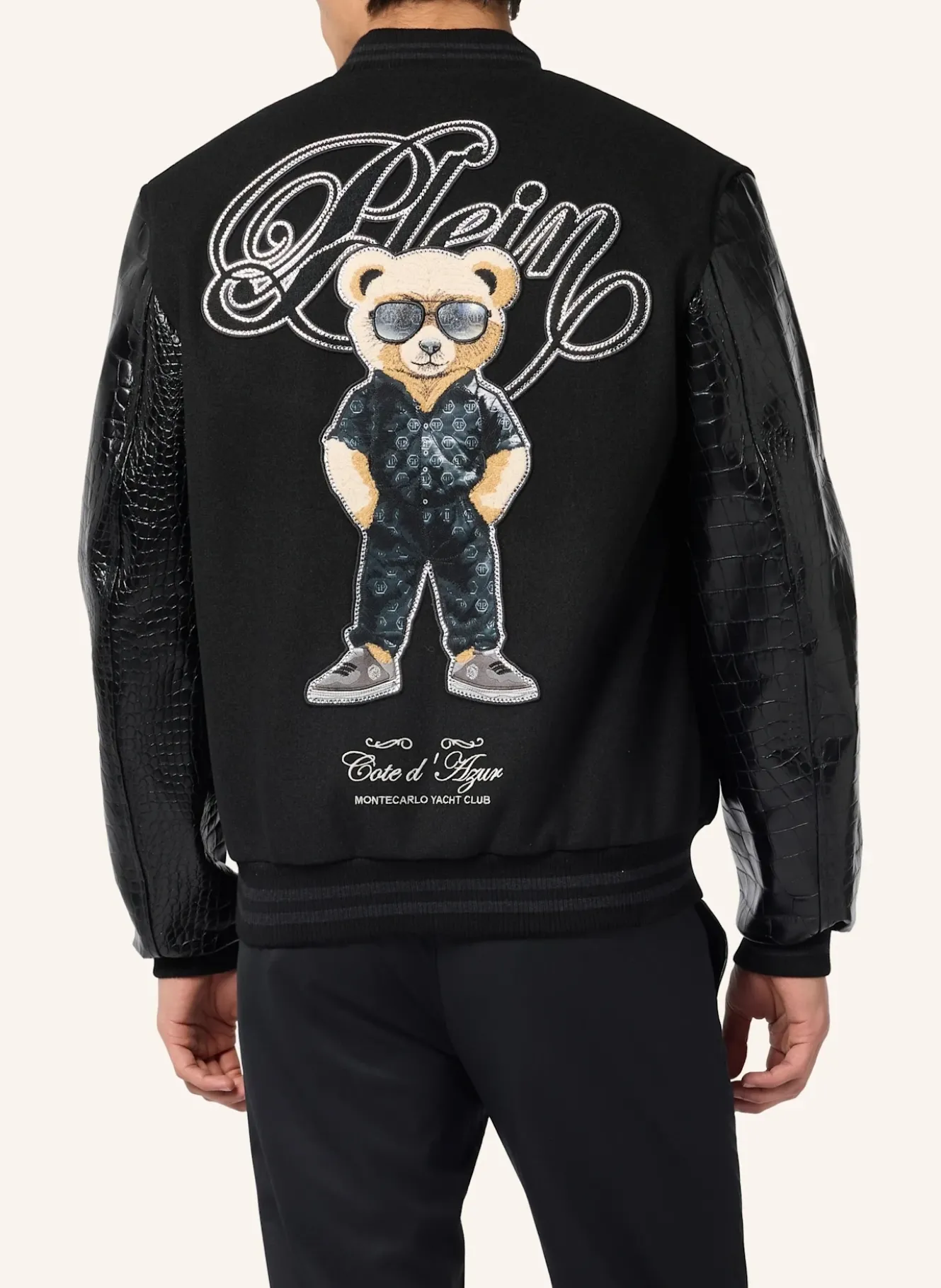 PHILIPP PLEIN Varsity Bomber Jacket Teddy Racer