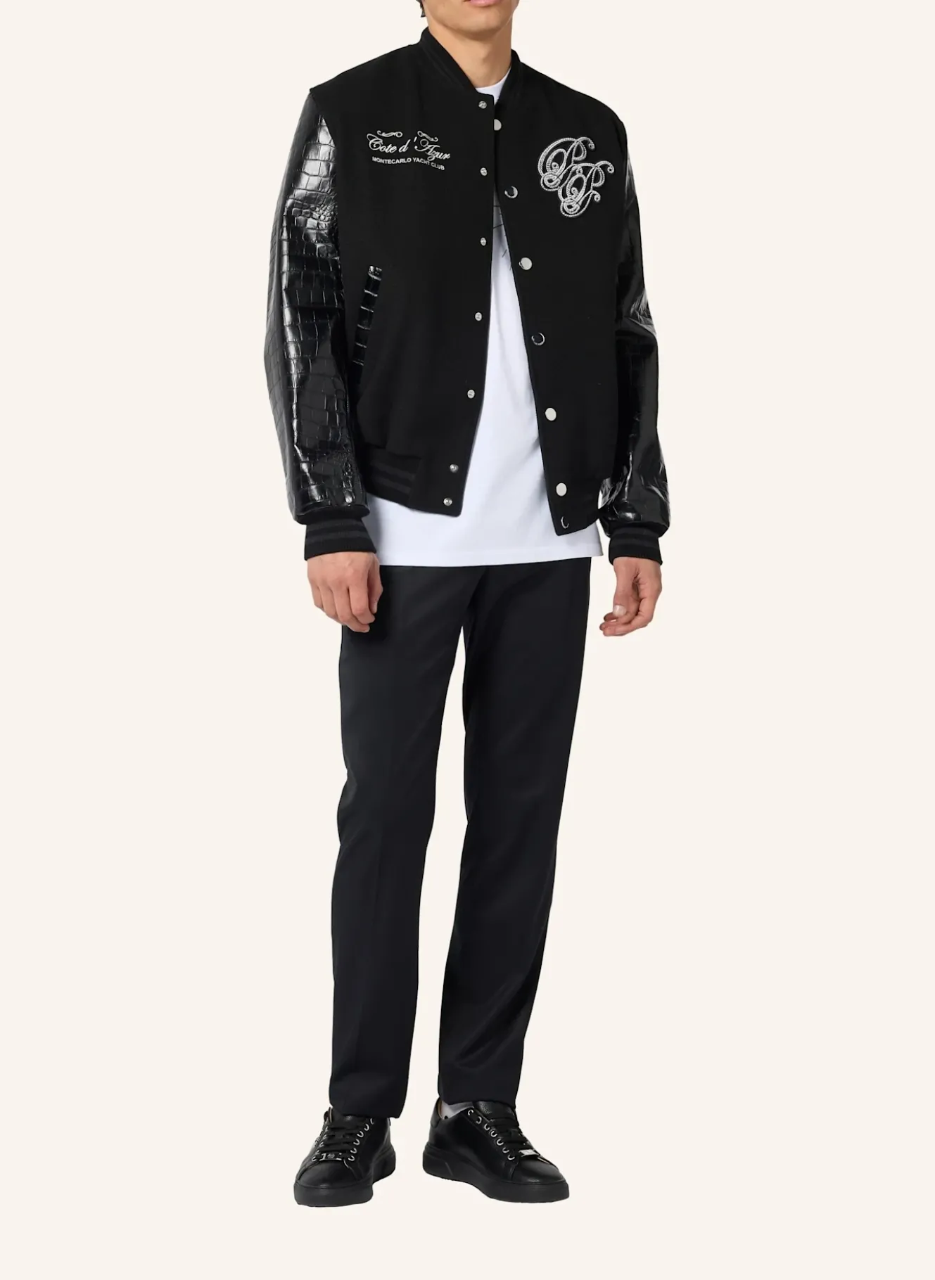 PHILIPP PLEIN Varsity Bomber Jacket Teddy Racer
