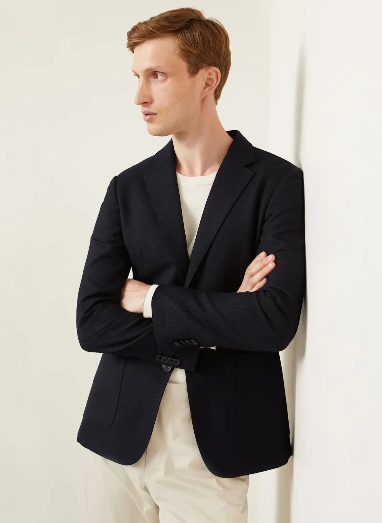 Piqué-Sakko Extra Slim Fit aus Merinowolle