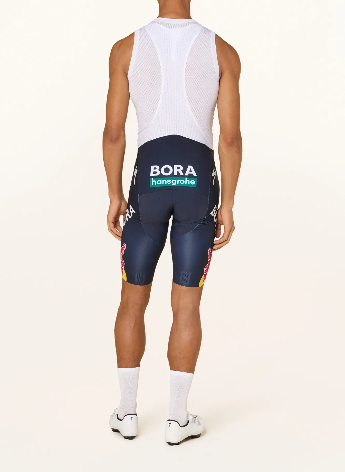 Radhose RED BULL BORA HANSGROHE REPLICA mit Trägern und gepolstertem Einsatz