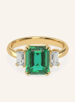 Ring EDEN aus 14 Karat Gelbgold mit Smaragd und Diamanten