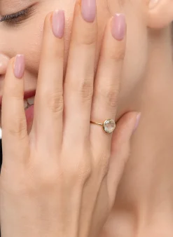 Ring GREEN AMETHYST aus 14 Karat Gelbgold