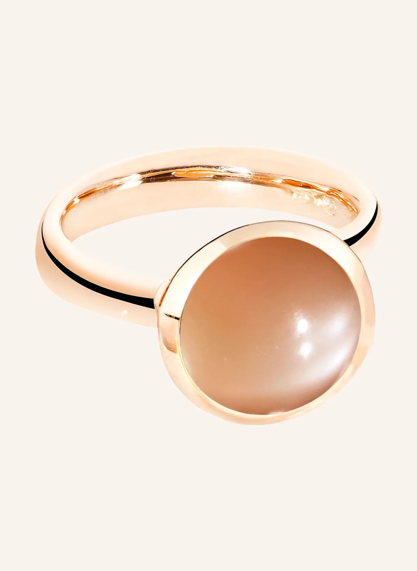 Ring RING BOUTON LARGE MOONSTONE BROWN aus 18K Roségold mit Brauner Mondstein