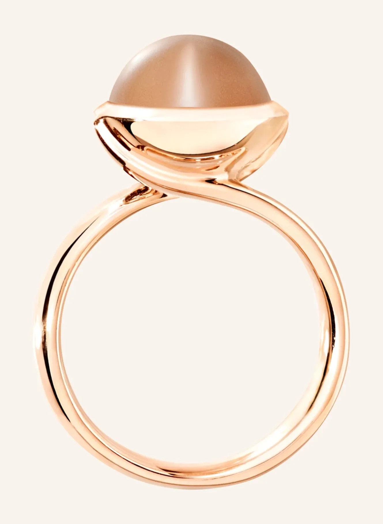 Ring RING BOUTON LARGE MOONSTONE BROWN aus 18K Roségold mit Brauner Mondstein