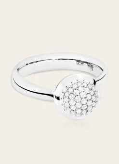 Ring RING BOUTON SMALL DIAMOND PAVÉ aus 18K Weißgold mit Diamant Pavé