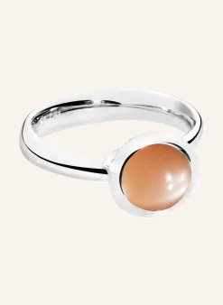 Ring RING BOUTON SMALL MOONSTONE BROWN aus 18K Weißgold mit Brauner Mondstein