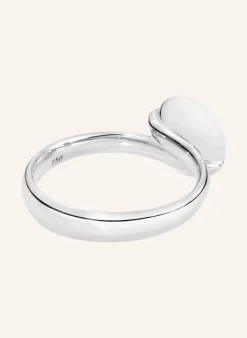 Ring RING BOUTON SMALL MOONSTONE BROWN aus 18K Weißgold mit Brauner Mondstein