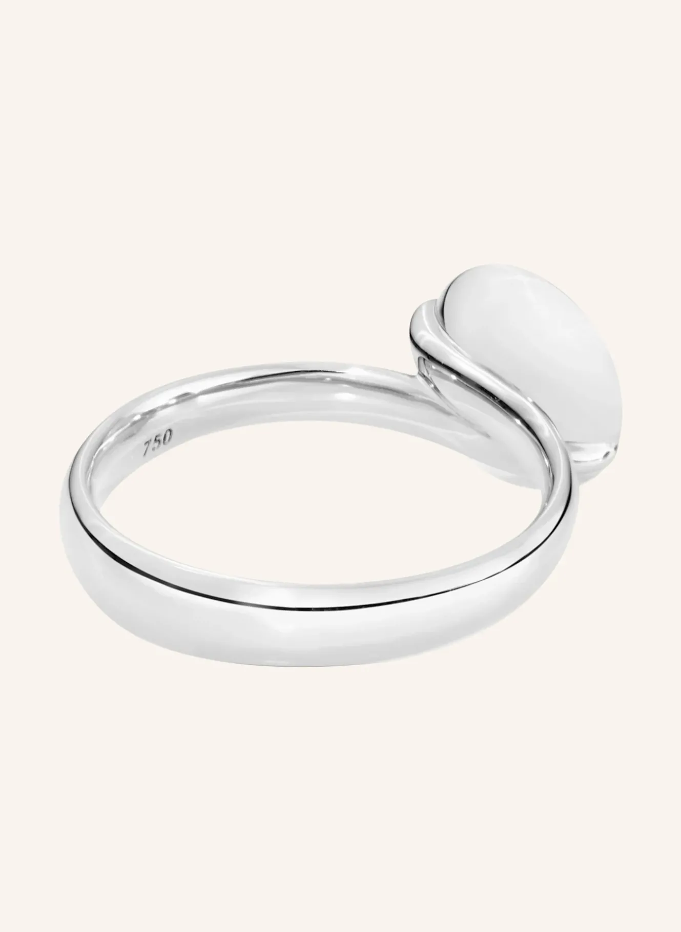 Ring RING BOUTON SMALL MOONSTONE BROWN aus 18K Weißgold mit Brauner Mondstein