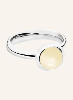 Ring RING BOUTON SMALL MOONSTONE SAND/WHITE aus 18K Weißgold mit sand Mondstein