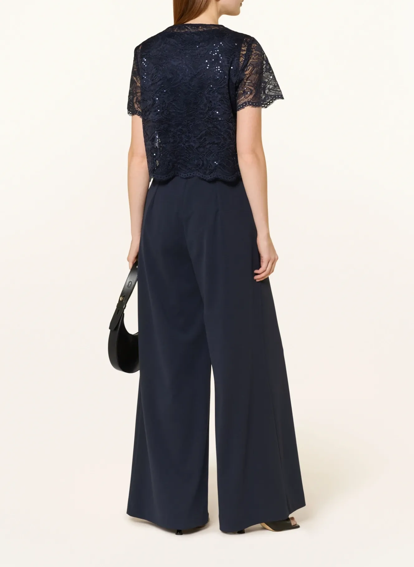 Set: Jumpsuit und Spitzenjacke mit Pailletten