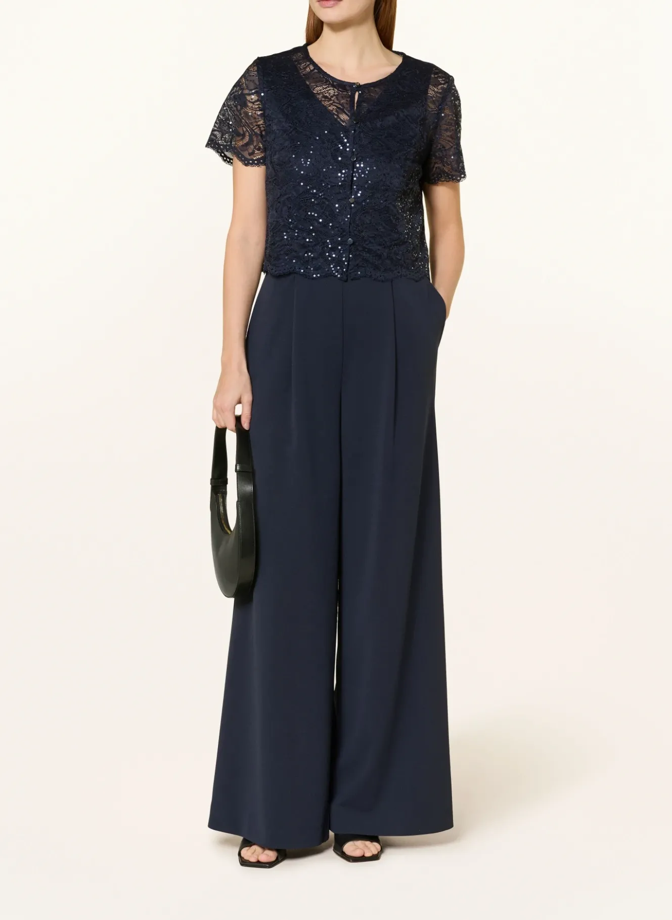 Set: Jumpsuit und Spitzenjacke mit Pailletten