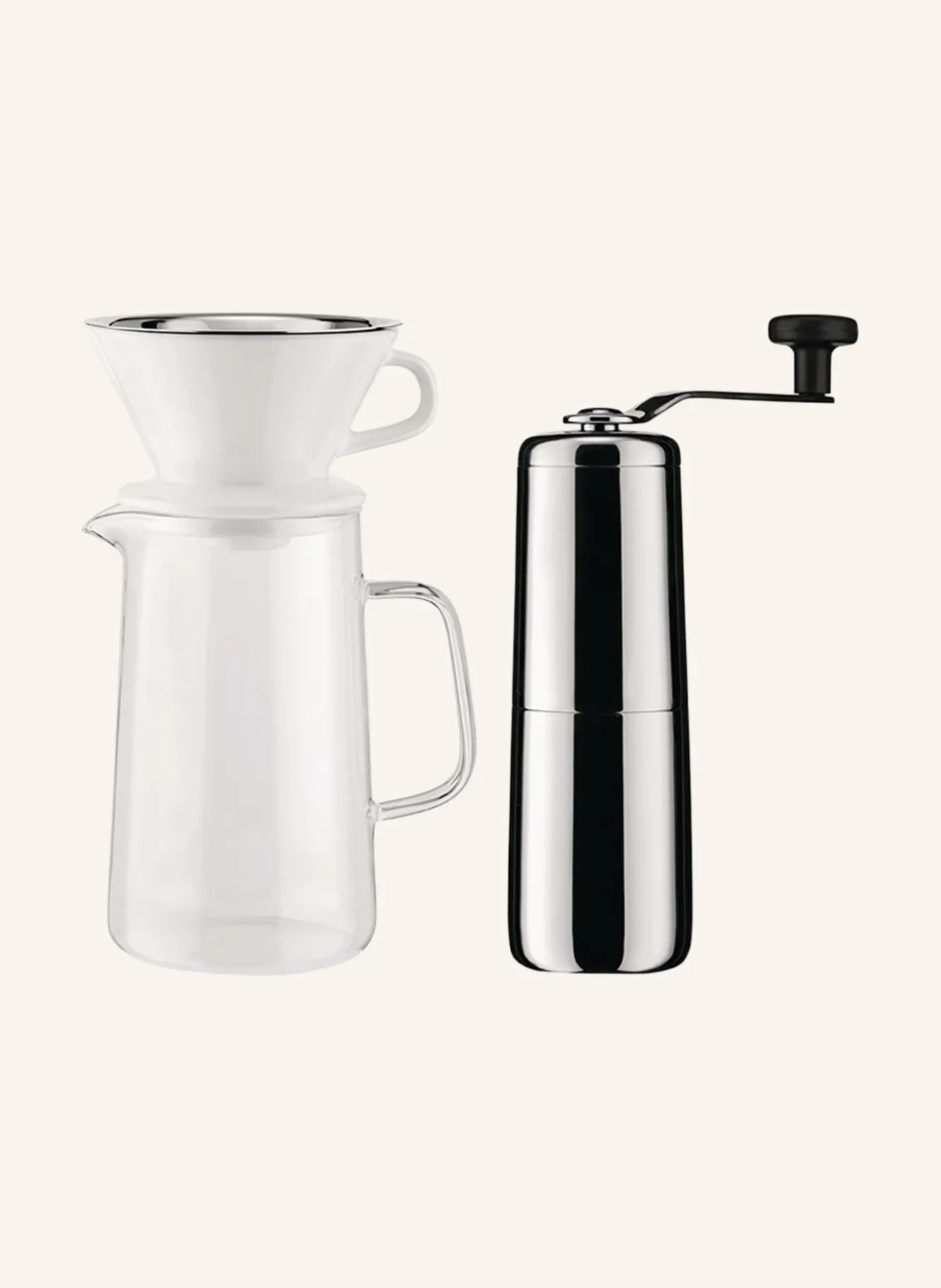 Set SLOW COFFEE: Kaffeemühle, Karaffe und Filterhalter