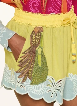 Shorts USIACURI mit Leinen und Schmuckperlen