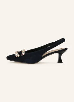 Slingpumps mit Schmucksteinen