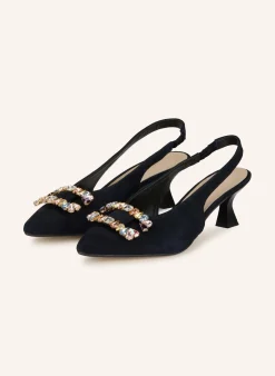 Slingpumps mit Schmucksteinen