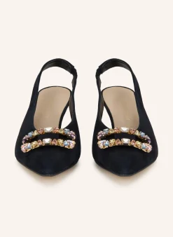 Slingpumps mit Schmucksteinen