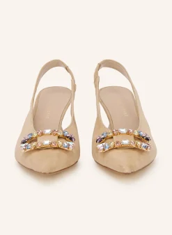 Slingpumps mit Schmucksteinen