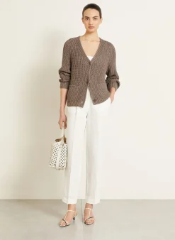 Strickjacke ALIVA mit Seide und Leinen