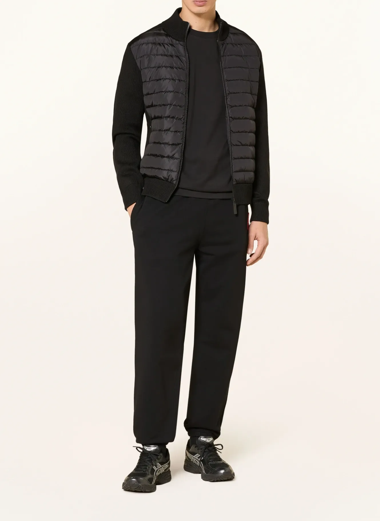 Strickjacke HYBRDIGE im Materialmix