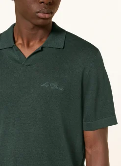 Strick-Poloshirt mit Leinen
