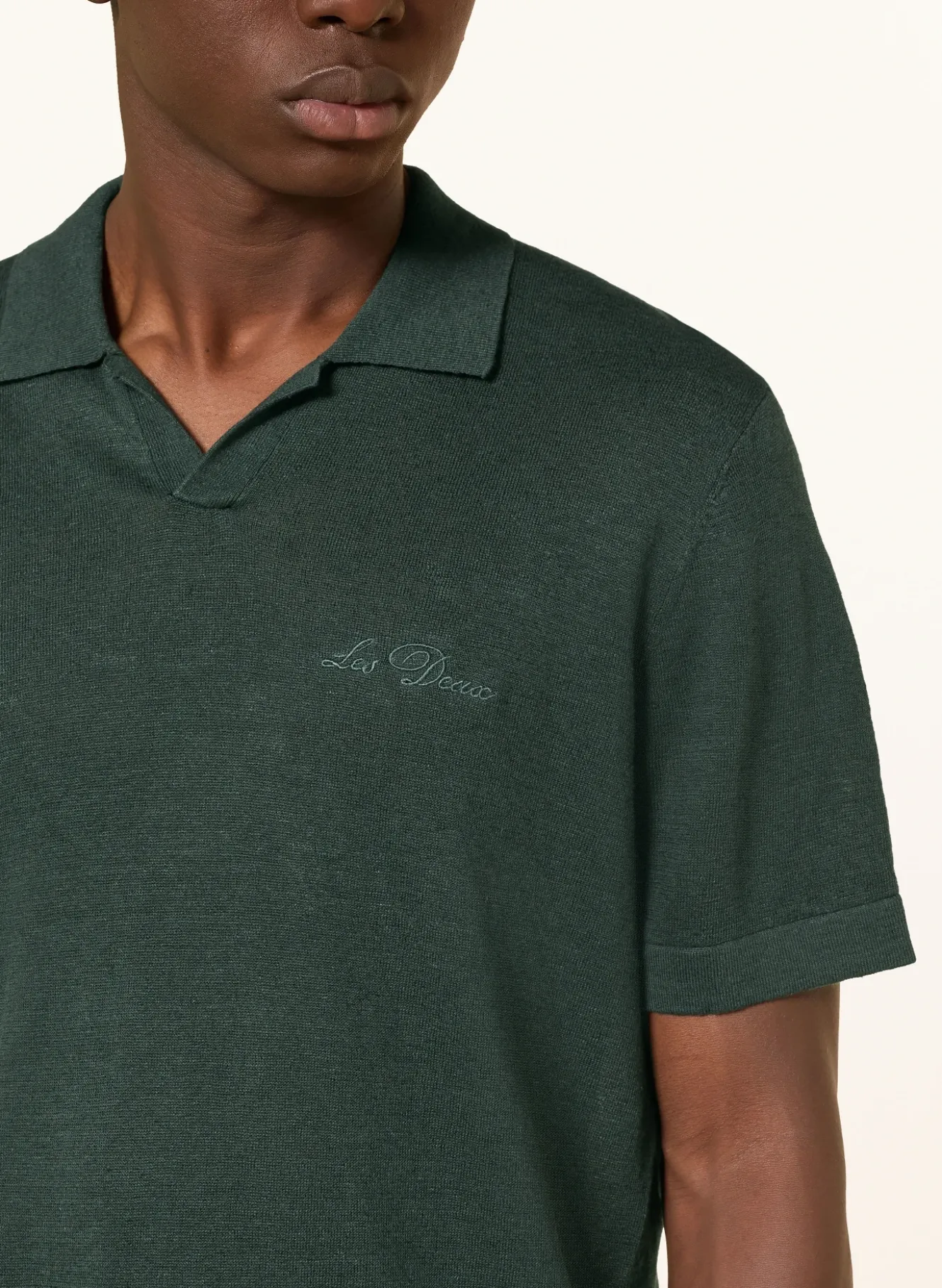 Strick-Poloshirt mit Leinen