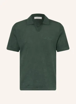 Strick-Poloshirt mit Leinen