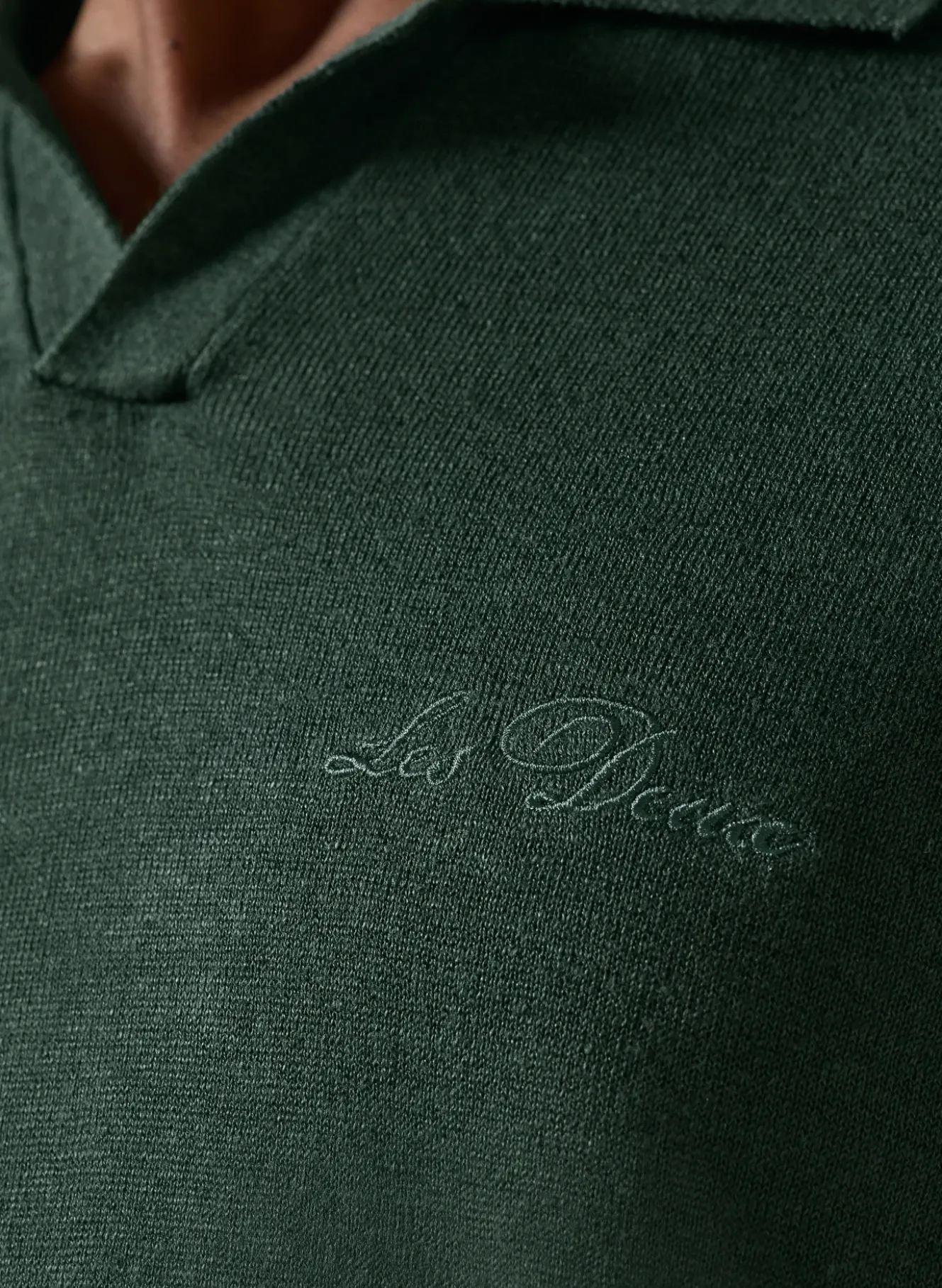 Strick-Poloshirt mit Leinen