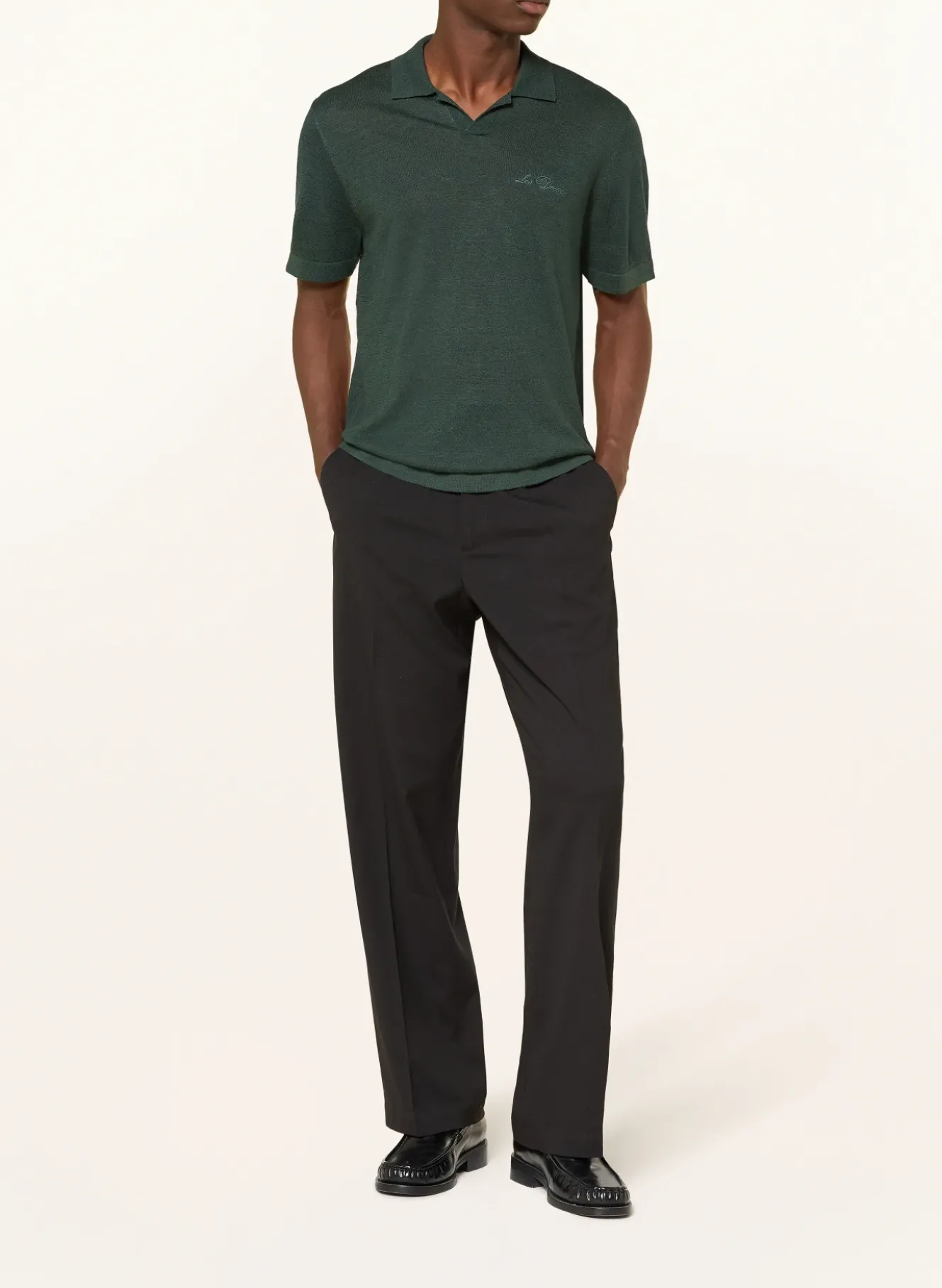 Strick-Poloshirt mit Leinen