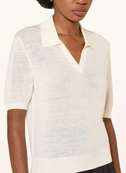 Strick-Poloshirt mit Leinen