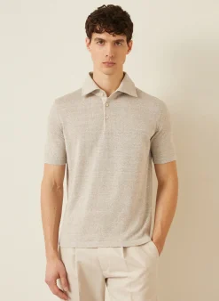 Strick-Poloshirt mit Leinen