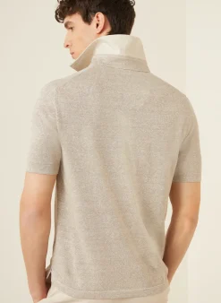 Strick-Poloshirt mit Leinen