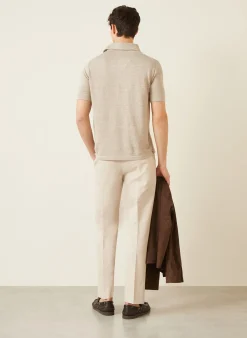 Strick-Poloshirt mit Leinen