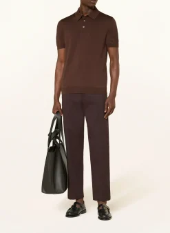 Strick-Poloshirt mit Seide