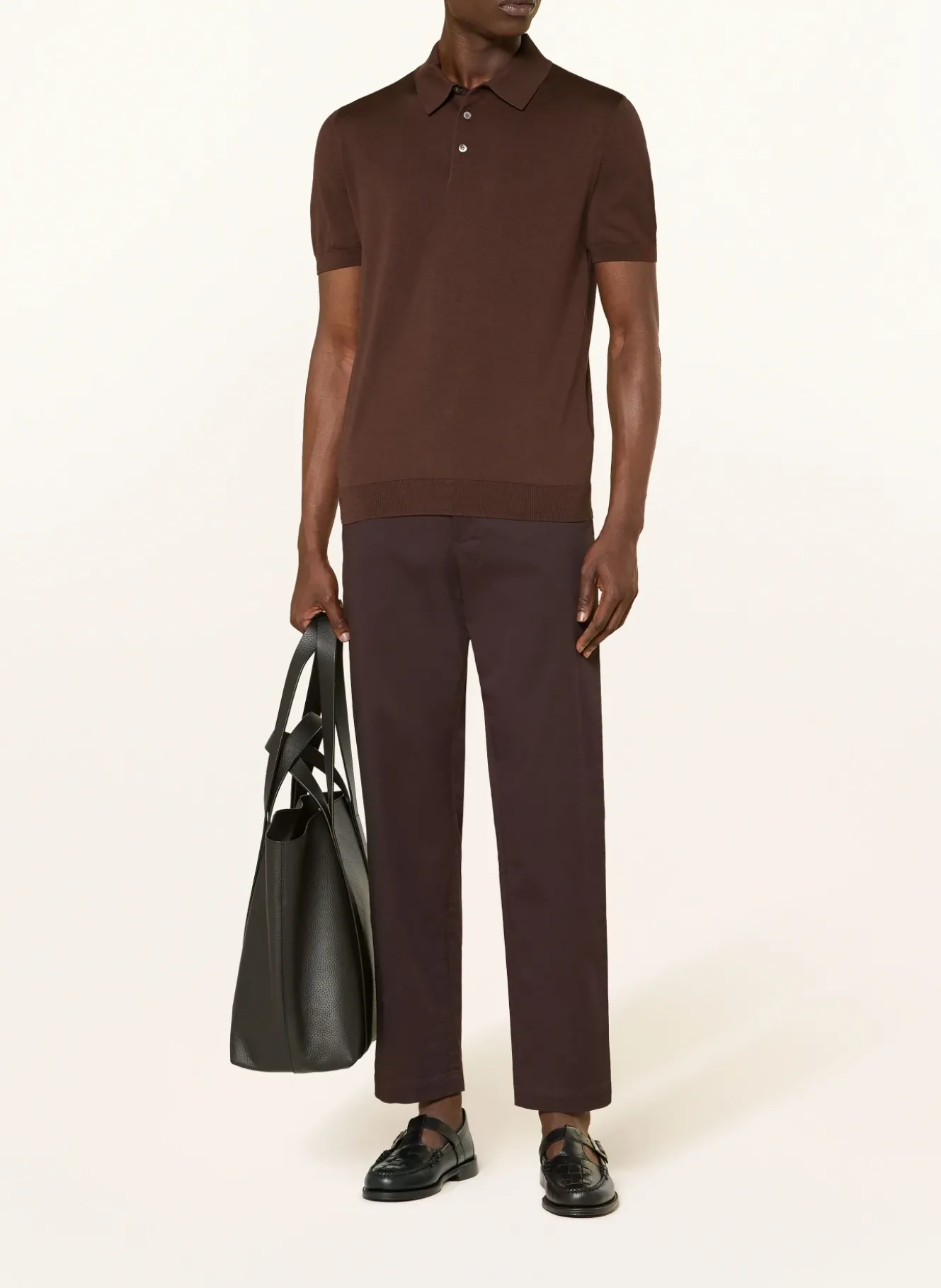Strick-Poloshirt mit Seide