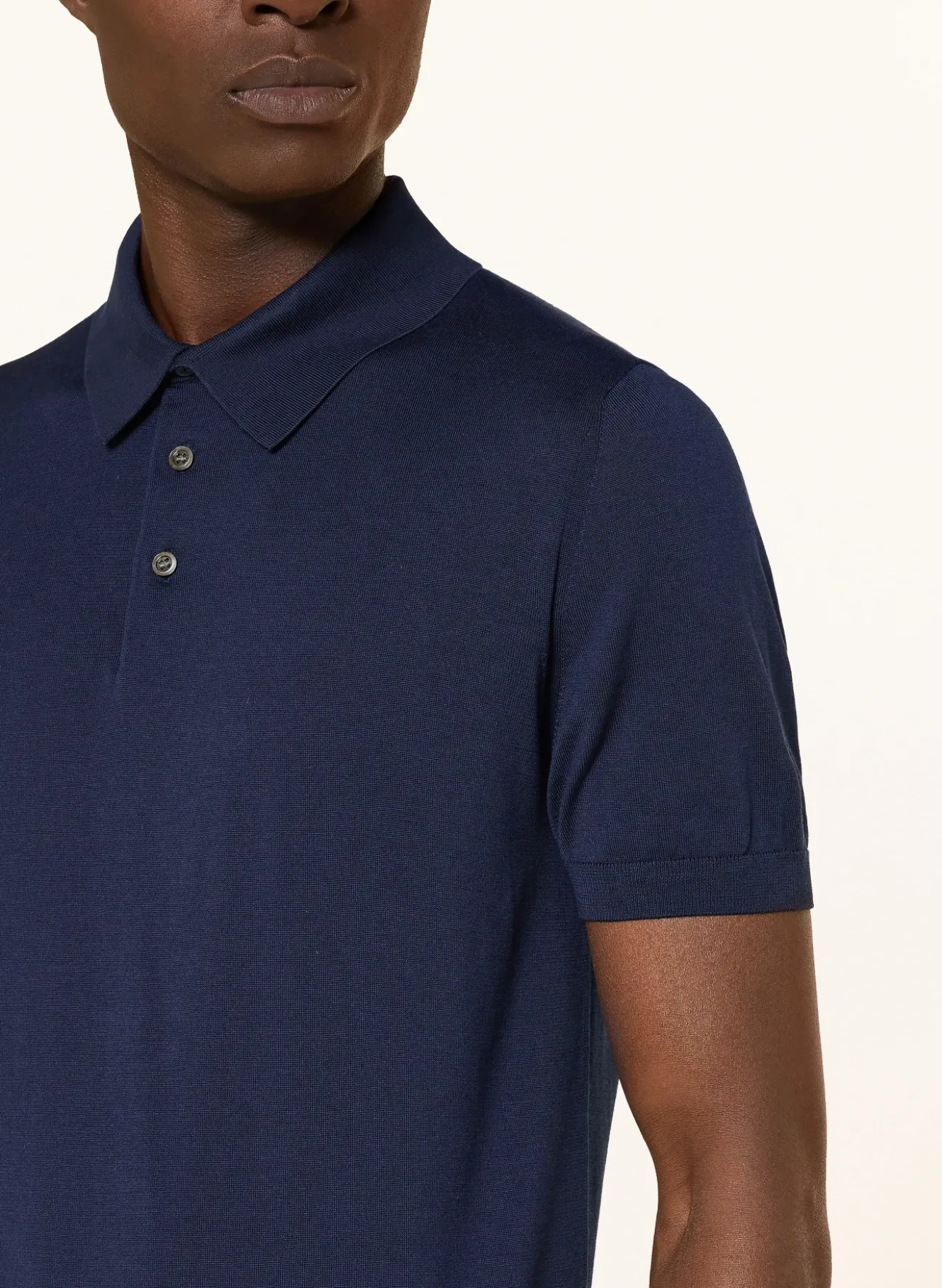 Strick-Poloshirt mit Seide
