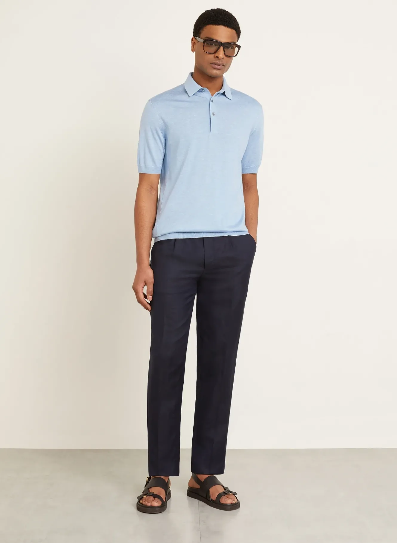 Strick-Poloshirt mit Seide
