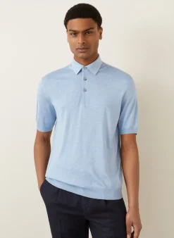 Strick-Poloshirt mit Seide
