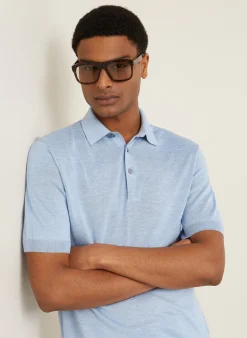 Strick-Poloshirt mit Seide