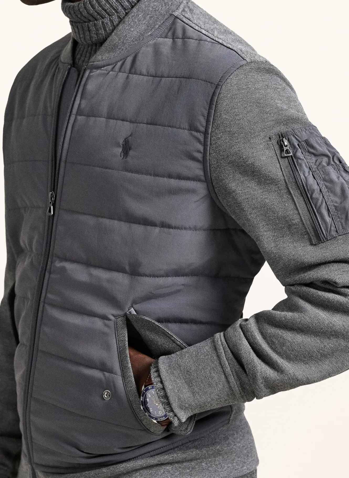 Sweatjacke im Materialmix