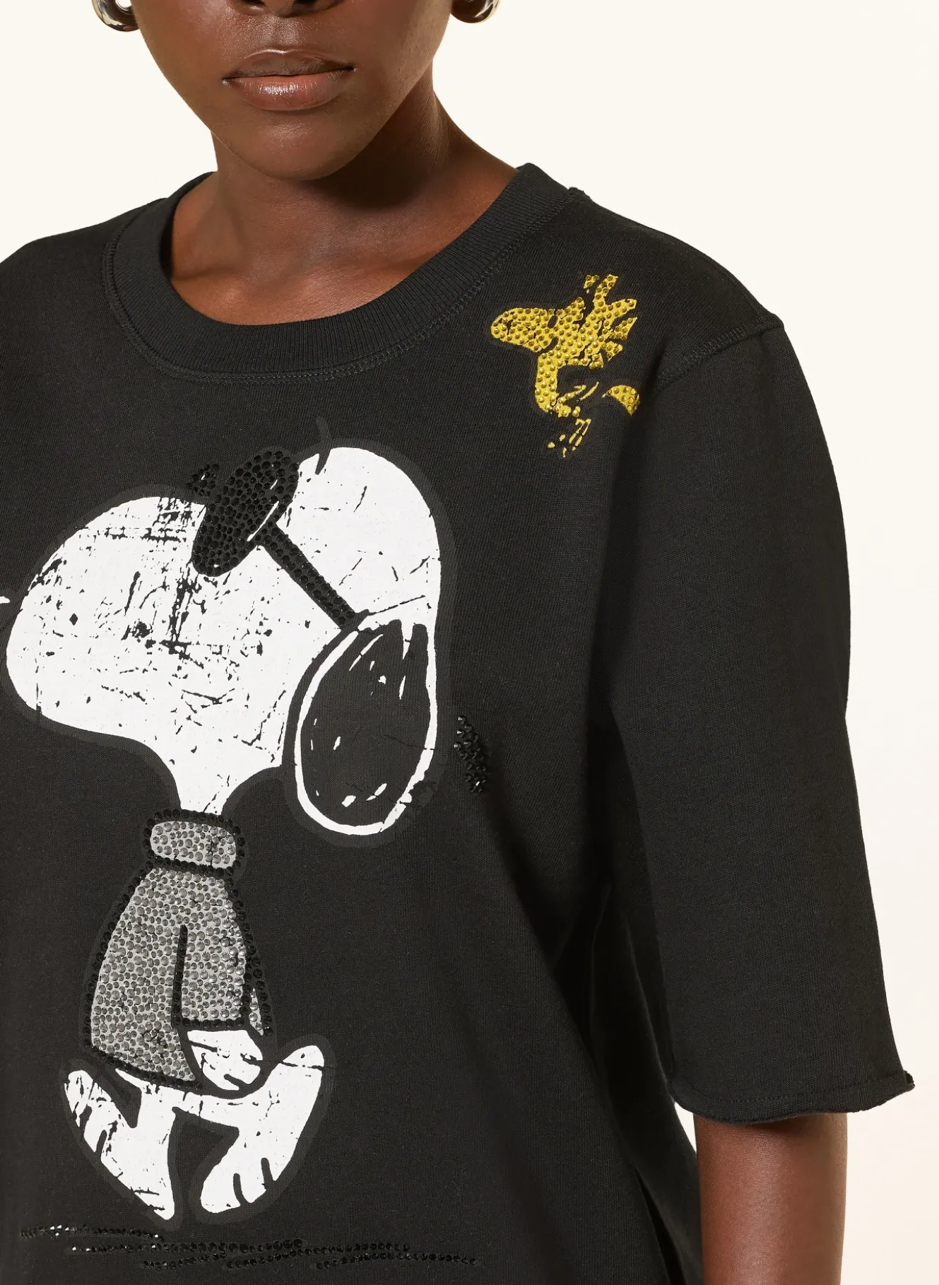 Sweatshirt mit 3/4-Arm und Schmucksteinen
